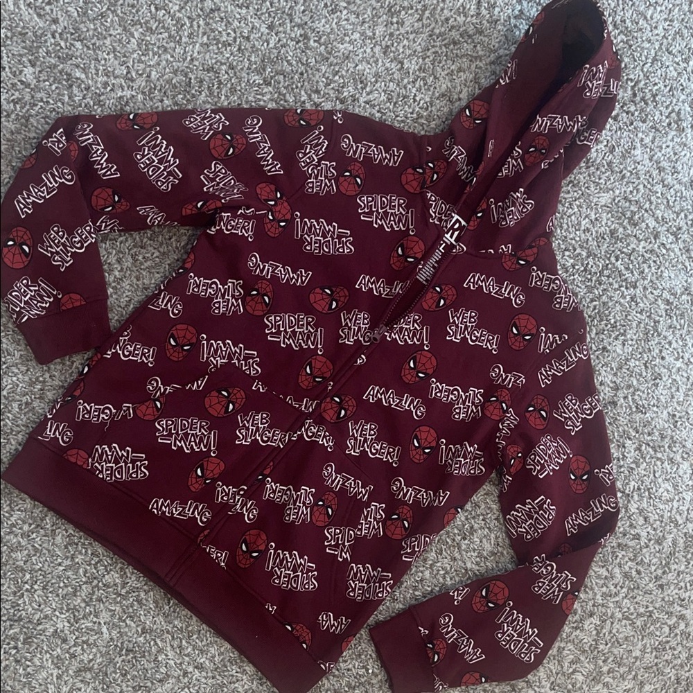 Marvel Spider-Man Burgundy Zip-Up Hoodie XL